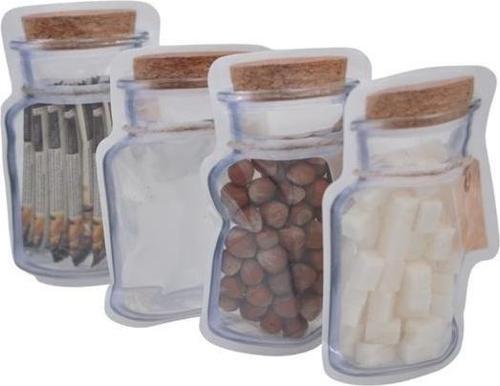 Kavanoz Görünümlü Kilitli Poşet Çıtçıtlı ve Pratik Torba 4 Adet