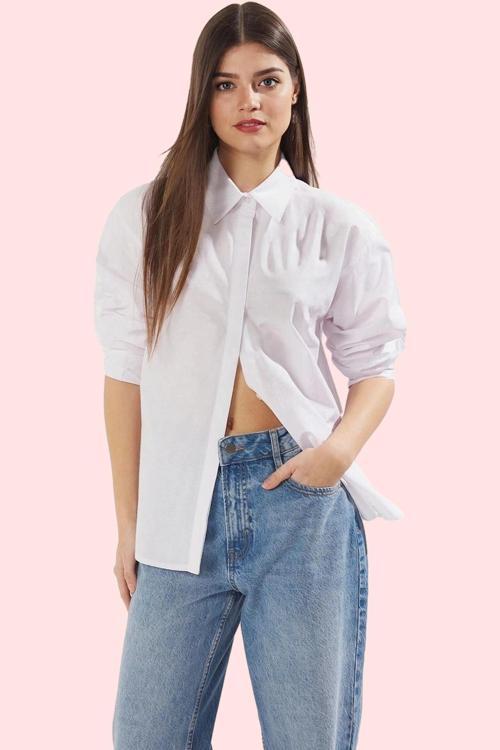 Kadın Pamuk Gömlek Çiçek Detaylı Oversize Günlük ve İş İçin Hafta Sonu Yaz Aylarının Vazgeçilmezi