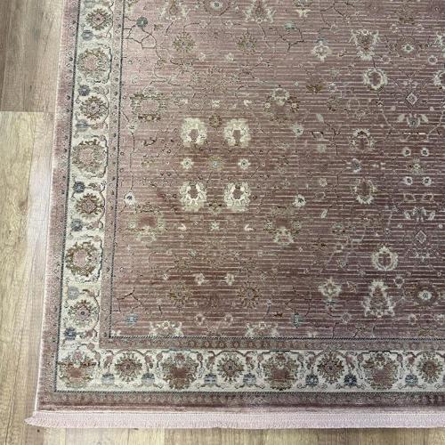 Silver 4134 Krem Mürdüm Saçaklı Salon Halısı