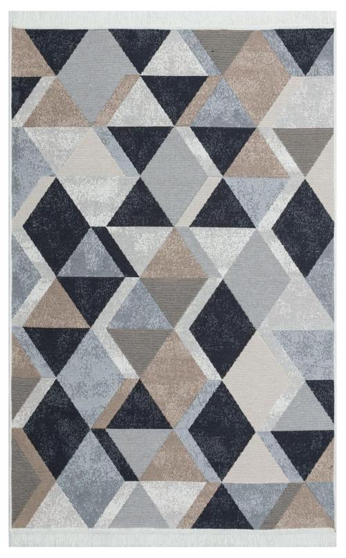 Samos SMS 10 Beige Black Yıkanabilir Çift Taraflı Pamuk Kilim