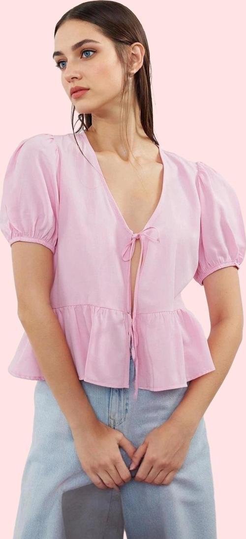 Kadın Terrycotton Kumaş Gömlek V Yaka Kısa Kollu Rahat Kesim Yaz Günlük Kullanım Hafta Sonu