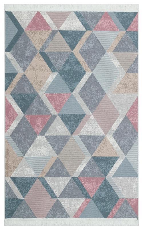 Samos SMS 10 Blue Pink Yıkanabilir Çift Taraflı Pamuk Kilim