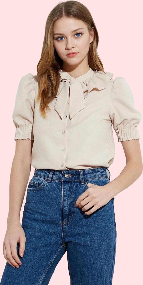 Kadın Fırfırlı Balon Kol Gömlek Dokuma Kumaş Rahat Kesim Günlük Şık Yaz Aylarının Vazgeçilmezi