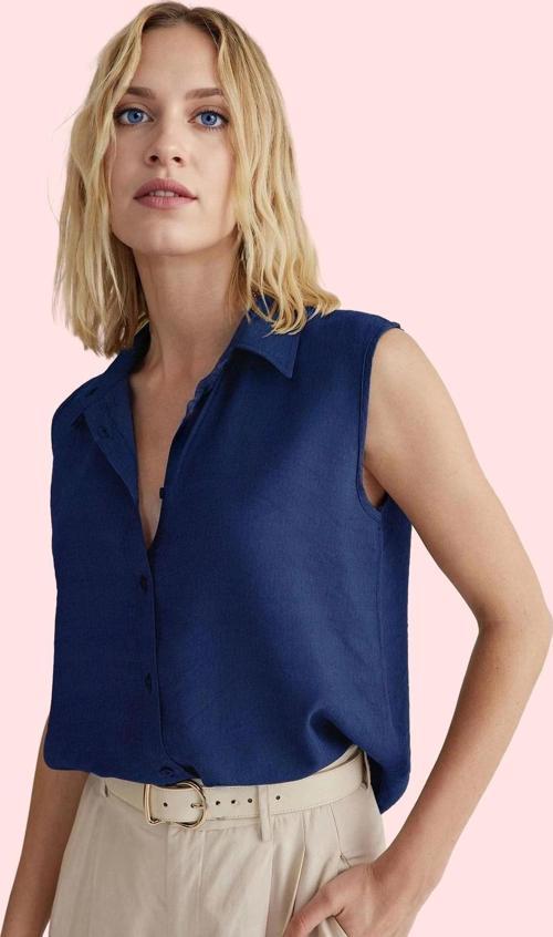 Kadın Yazlık Kolsuz Gömlek Renk Regular Kalıp Günlük Kullanım İçin Nefes Alan Kumaş Hafta Sonu