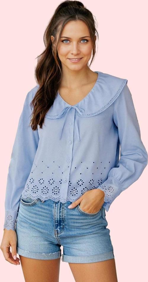 Kadın Uzun Kollu Gömlek; Bebe Yaka Düz Desen Rahat Kalıp Günlük Şıklık Yaz Aylarının Vazgeçilmezi