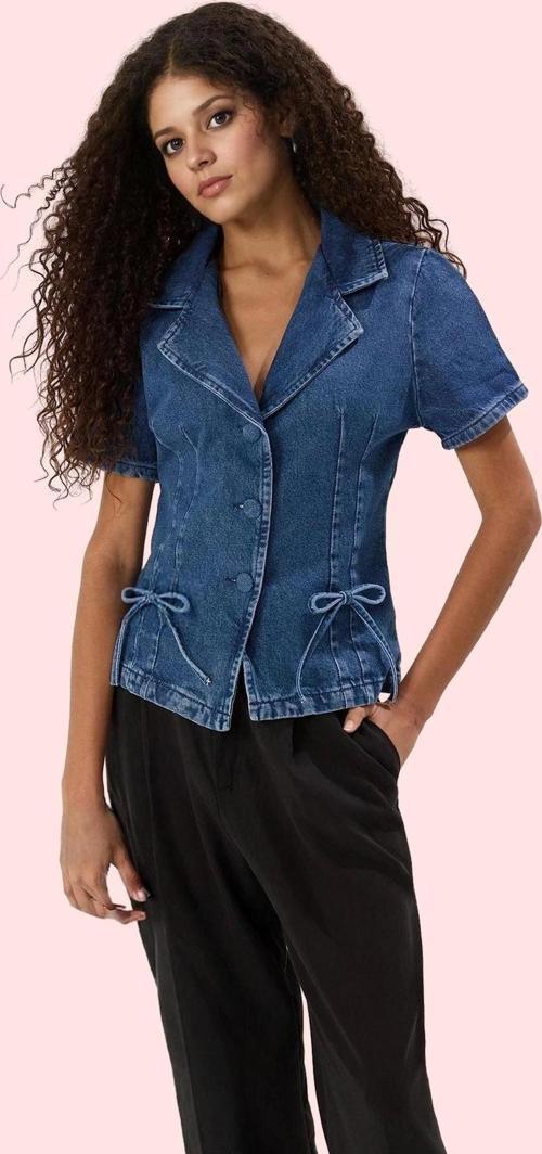 Kadın Denim Gömlek Pamuk Regular Kalıp A Line Günlük Stil Hafta Sonu Yaz Aylarının Vazgeçilmezi