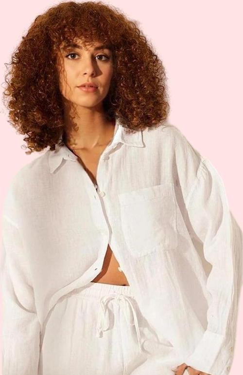 Kadın Keten Uzun Kollu Gömlek Şıklık Ve Rahatlık Bir Arada Yaz Günlük Kullanım Özel Günler