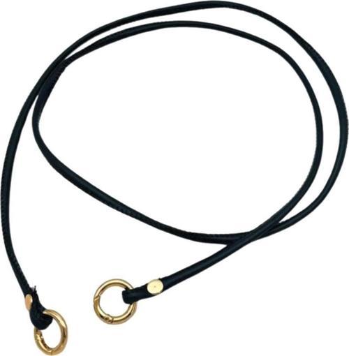Siyah  Renk 5 mm Halkalı Suni Deri Spagetti Model Çanta Sapı Light Gold Metal