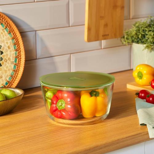 Green Yuvarlak Cam Saklama Kabı 2700 ml