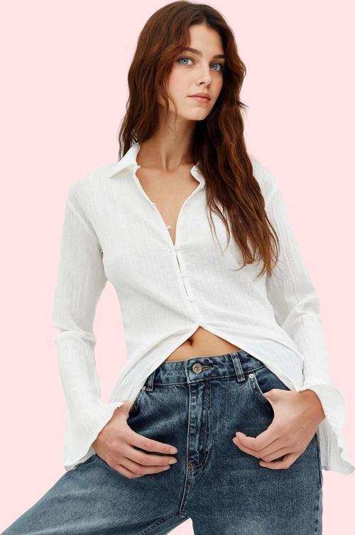 Kadın Basic Fitted Gömlek Renk Casual Günlük Kombinler Hafta Sonu Yaz Aylarının Vazgeçilmezi