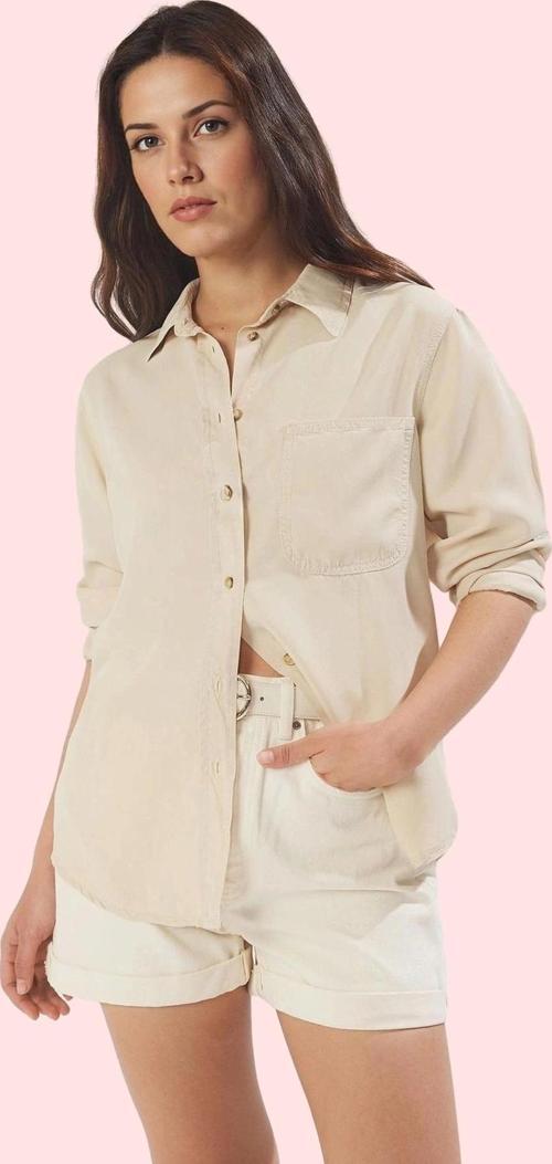 Kadın Liyosel Denim Gömlek Renk Düz Desen Uzun Kollu Günlük Hafta Sonu Yaz Aylarının Vazgeçilmezi
