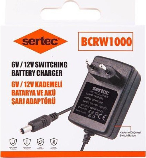 BCRW1000 6V/12V 1A Kademeli Batarya ve Akü Şarj Adaptörü