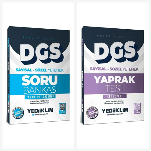 DGS Prestij Çözümlü Soru Bankası ve Yaprak Test Seti 2 Kitap Yediiklim Yayınları