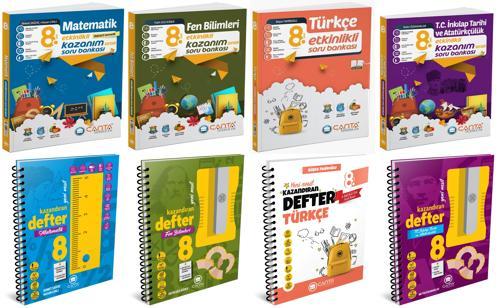 Çanta 2025 8. Sınıf Matematik + Türkçe + Fen + İnkılap Tarihi Etkinlikli Soru + Defter Seti 8 Kitap