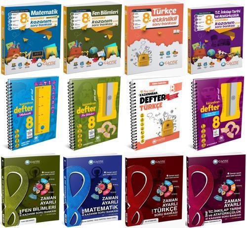 Çanta 2025 8. Sınıf Matematik + Türkçe + Fen + İnkılap Tarihi + Zaman Ayarlı + Etkinlikli Soru + Defter Seti 12 Kitap