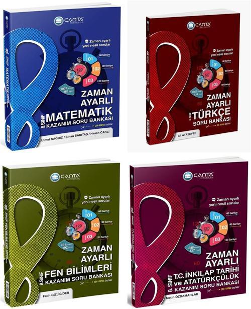 Çanta 2025 8. Sınıf Lgs Matematik + Türkçe + Fen + İnkılap Zaman Ayarlı Kazanım Soru Seti 4 Kitap