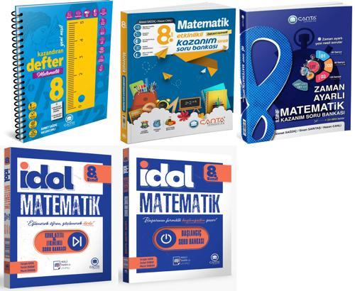 Çanta 2025 8. Sınıf Matematik Kazanım+ Zaman Ayarlı Soru + Defter + İdol Başlangıç + İdol Soru Seti 5 Kitap