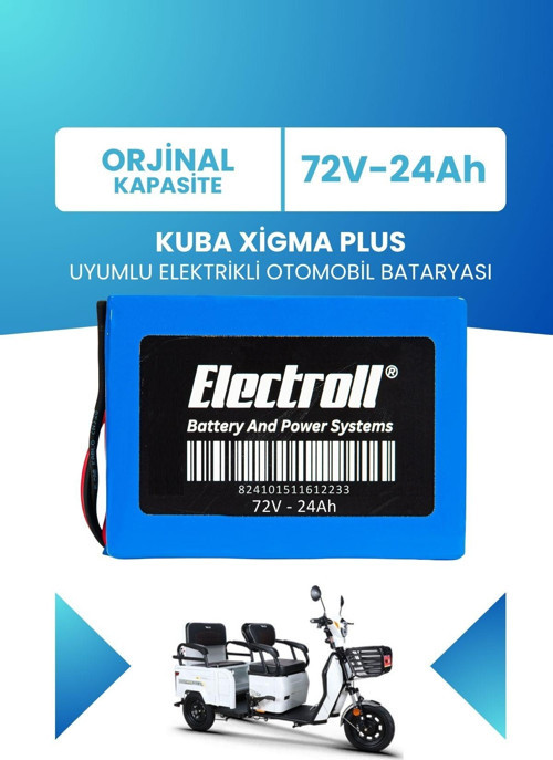 Kuba Xigma Plus Uyumlu Batarya (Standart Kapasite) Lifepo4 72V 24Ah Elektrikli Otomobil Bataryası