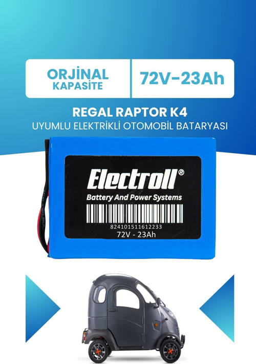 Regal Raptor K4 Uyumlu Batarya (Standart Kapasite) Lifepo4 72V 23Ah Elektrikli Otomobil Bataryası
