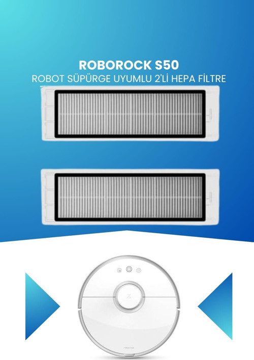 Roborock S50 Robot Süpürge Uyumlu 2'Li Hepa Filtre