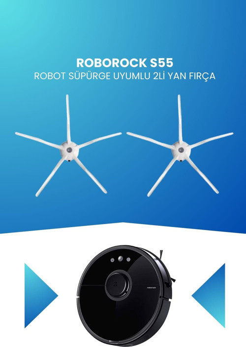 Roborock S55 Robot Süpürge Uyumlu 2Li Yan Fırça