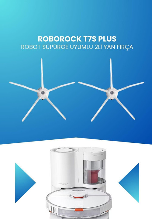 Roborock T7S Plus Robot Süpürge Uyumlu 2Li Yan Fırça