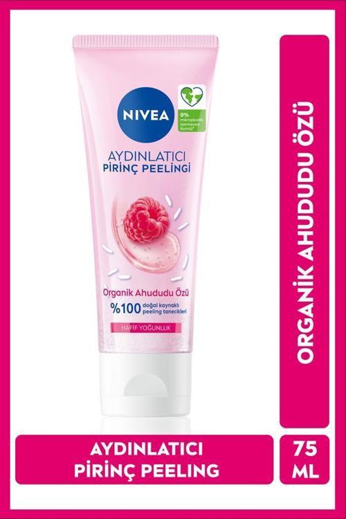 Aydınlatıcı Pirinç Yüz Peelingi 75ml, Organik Ahududu Özü, Ölü Deri Arındırıcı, Kuru ve Hassas Cilt