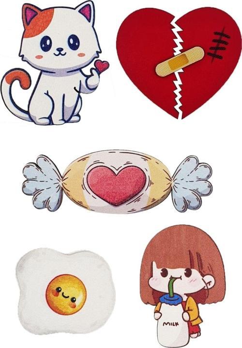 5 Li Tasarım Ahşap Uv Dijital Baskı Magnet Seti 01