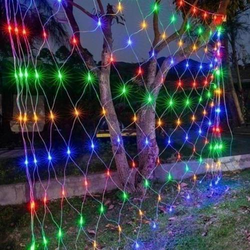 1x2 Metre Dekoratif File Ağ Perde 192 LED 8 Animasyonlu Farklı Işık Modu RGB Fişli