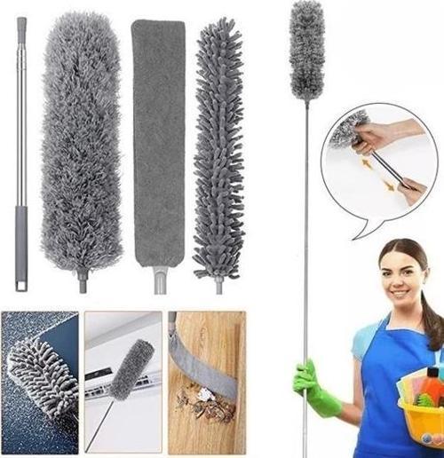 Teleskopik 3'lü Mop Toz Alma Püskülü Çok Fonksiyonlu Temizlik Seti