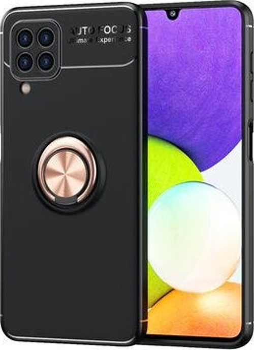 Samsung Galaxy A22 4G Ultra Koruma Sağlayan Stant Özellikli Yüzüklü Ravel Silikon Kılıf