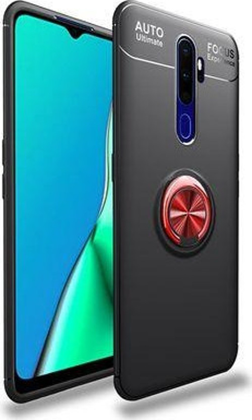Oppo A5 2020 Ultra Koruma Sağlayan Stant Özellikli Yüzüklü Ravel Silikon Kılıf