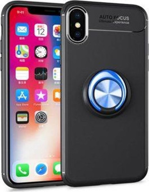 İphone Xs Max Ultra Koruma Sağlayan Stant Özellikli Yüzüklü Ravel Silikon Kılıf