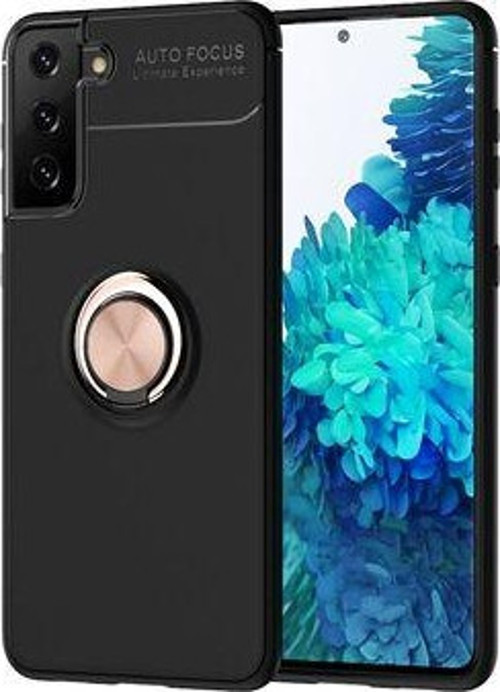 Samsung Galaxy S21 Ultra Koruma Sağlayan Stant Özellikli Yüzüklü Ravel Silikon Kılıf