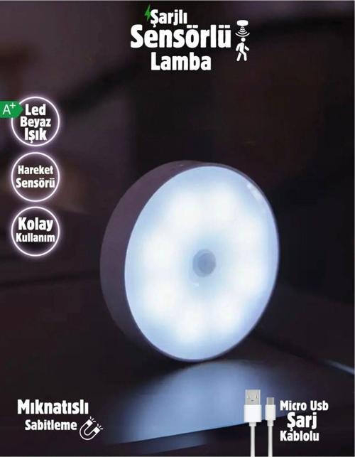 V-009 Hareket Sensörlü Led Lamba – Mıknatıslı & Şarjlı, Kablosuz Aydınlatma
