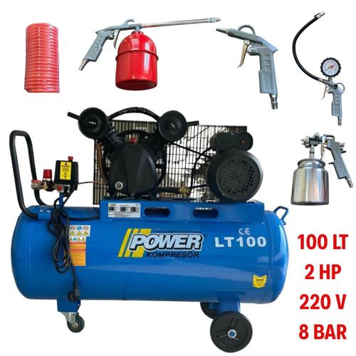 100 lt KOMPRESÖR 5 Lİ HAVALI SETLİ 2 HP YAĞLI HORTUM MAZOT BOYA HAVA LASTİK ŞİŞİRME APARATLARI