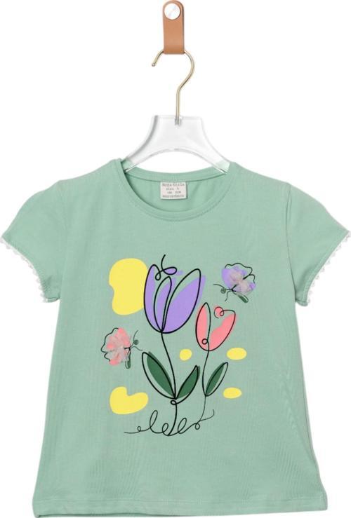 LALE BASKILI KIZ BODY Mint Yeşili