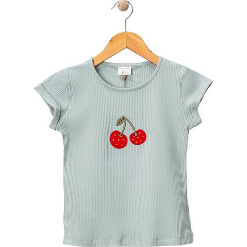 KİRAZ BASKILI KIZ ÇOCUK TSHIRT Mint Yeşili