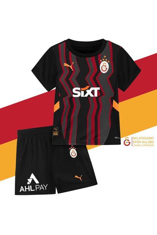 alatasaray Orijinal Lisanslı 24-25 Siyah 5 Yıldızlı Çocuk Forma Set