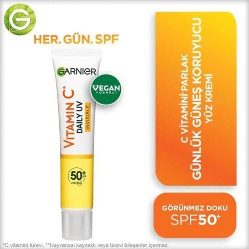 C Vitamini Parlak Günlük Uv Korumalı Güneş Yüz Kremi Görünmez Doku Spf50 40Ml
