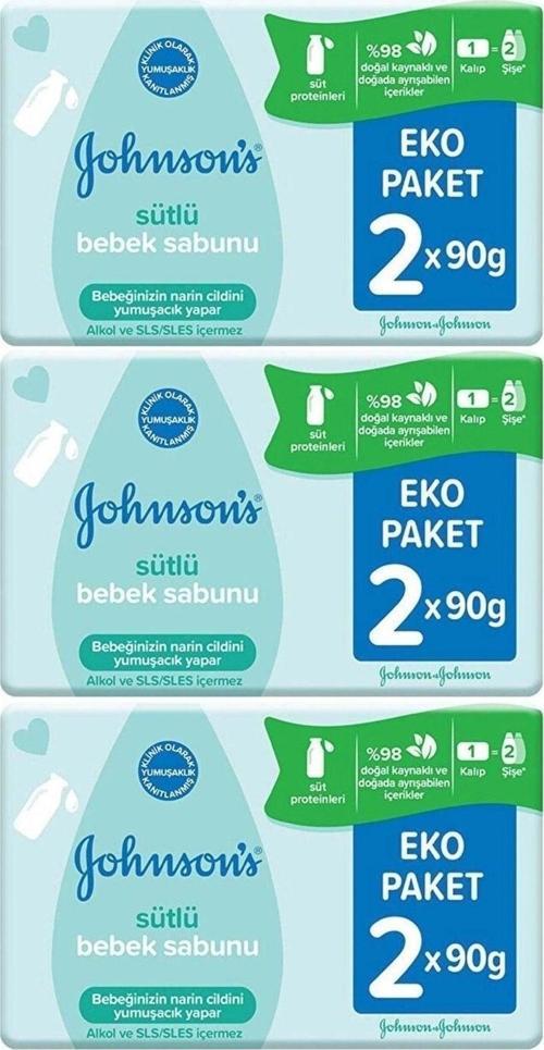 Johnsons Baby Bebek Sabunu 90Gr Sütlü 6 Lı Set (3Pk*2)