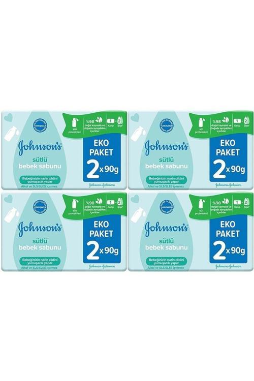 Johnsons Baby Bebek Sabunu 90Gr Sütlü 8 Li Set (4Pk*2)