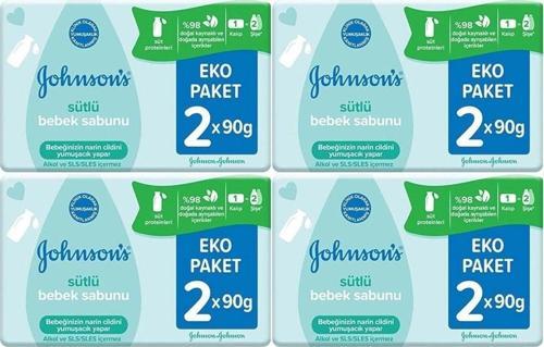 Johnsons Baby Bebek Sabunu 90Gr Sütlü 8 Li Set (4Pk*2)