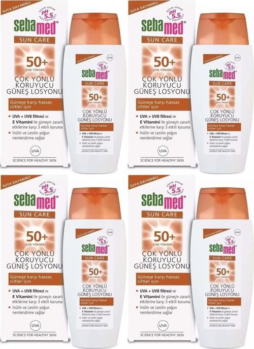 Sun Care Çok Yönlü Koruyucu Güneş Losyonu 50 Faktör 150Ml (4 Lü Set)