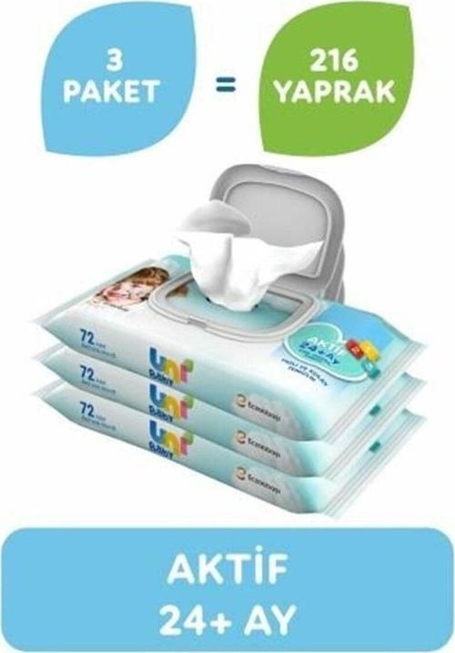 Baby Aktif Bebek 3 Lü Islak Mendil 24+ Ay 3X52 Adet