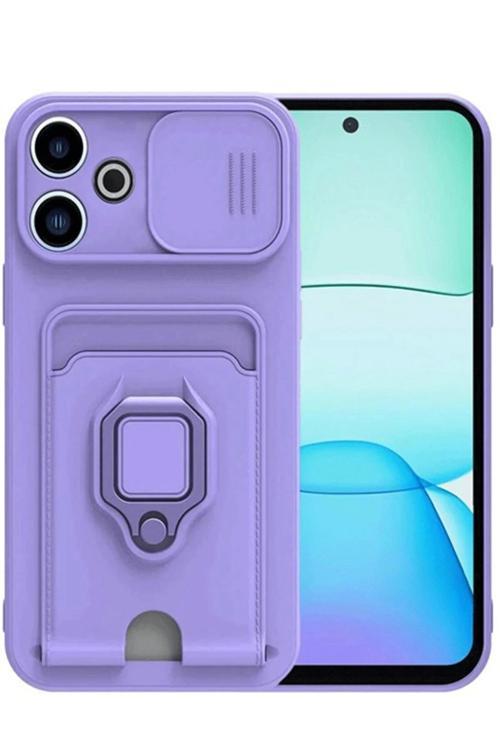 Xiaomi Redmi 13 4G Kılıf Zuma Kartvizitli Yüzüklü Silikon - Lila