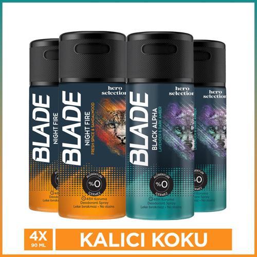Black Alpha & Night Fire Erkek Deodorant Seyahat Boy 4x90 Ml Tanışma Seti
