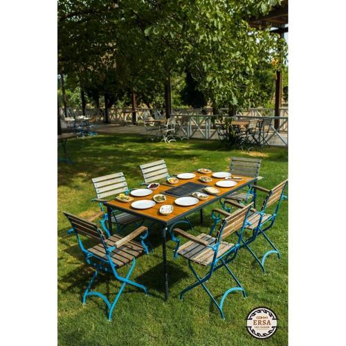 Katlanır  Mangallı  Masa 145 x 80  cm Ahşap