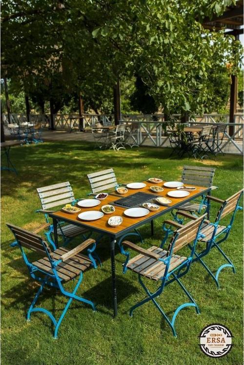 Katlanır  Mangallı  Masa 145 x 80  cm Ahşap