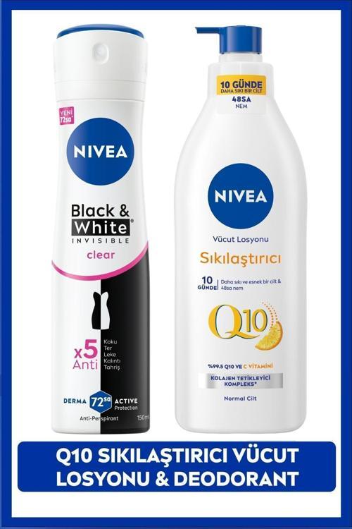 Deodorant Black&White Clear 150Ml Q10 Sıkılaştırıcı Ve Losyonu 400Ml Saklı G